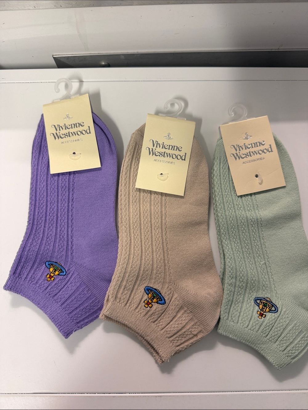 Vivienne Westwood Lavender, Beige & Mint Ankle Sock Trio